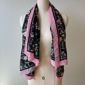 LOFT Pink and Black Floral Scarf